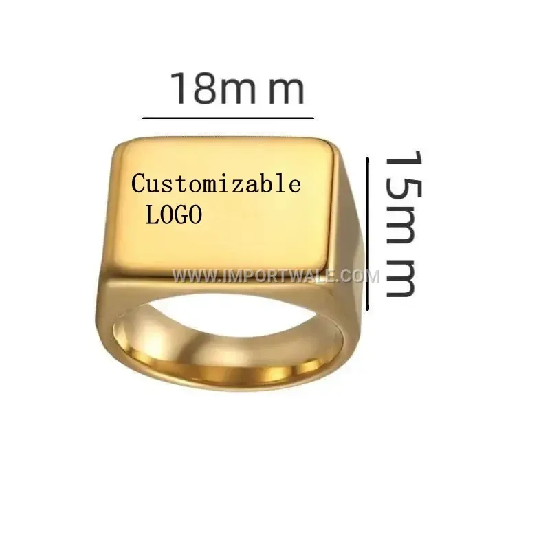 Geometric Rectangular Plain Stainless Steel Ring