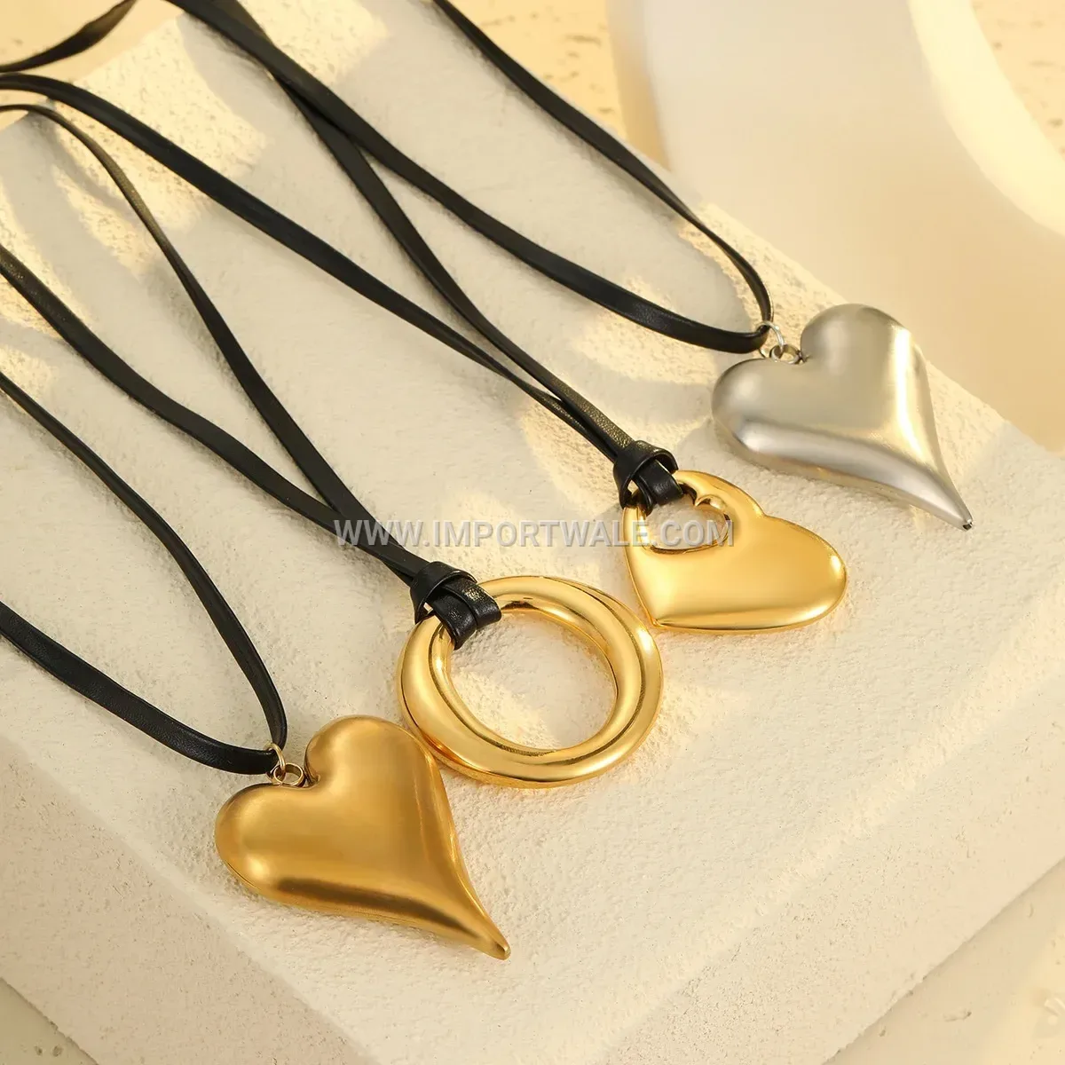 Gold Plated Stainless Steel Heart Pendant Necklace