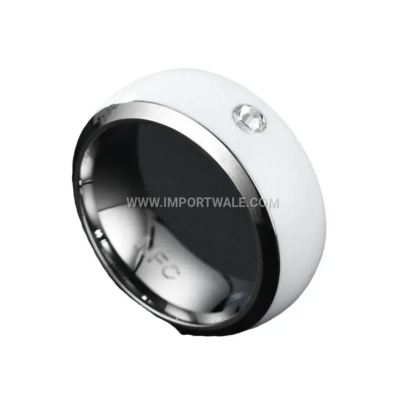 Stainless Steel Smart NFC Band Ring with Drip Epoxy Accent