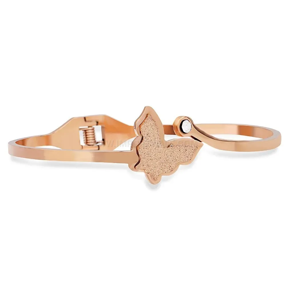 Chic Double-Layer Frosted Butterfly Stainless Steel Bangle