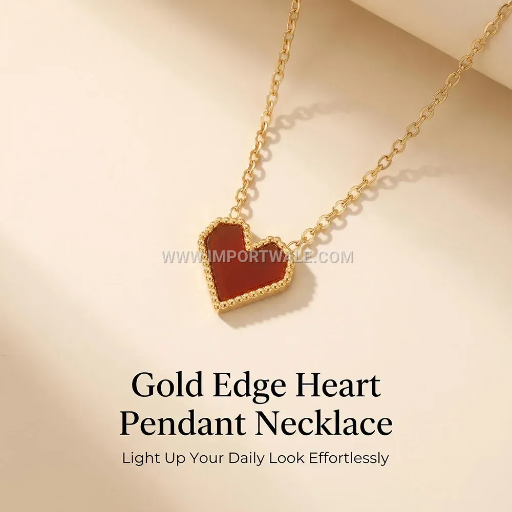 Heart Shell Pendant 18K Gold Plated Stainless Steel Necklace