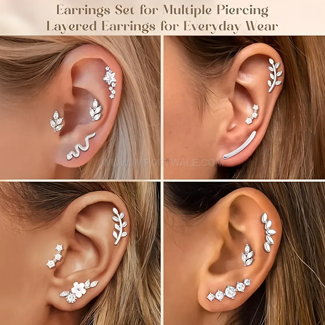 Premium Stainless Steel Celestial Star Flat Back Piercing Stud Set