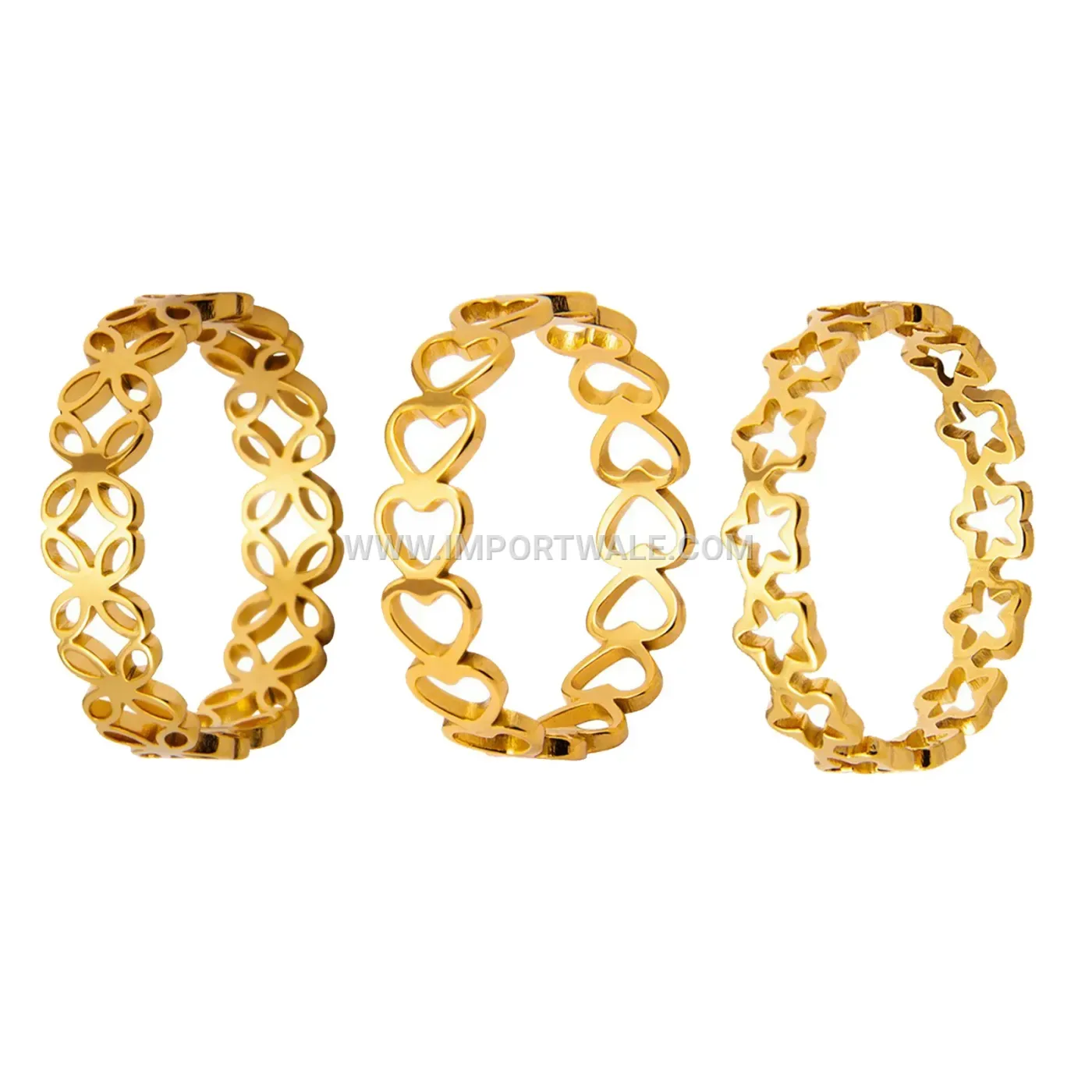 Laser Cut Geometric Pattern Stainless Steel Ring Band