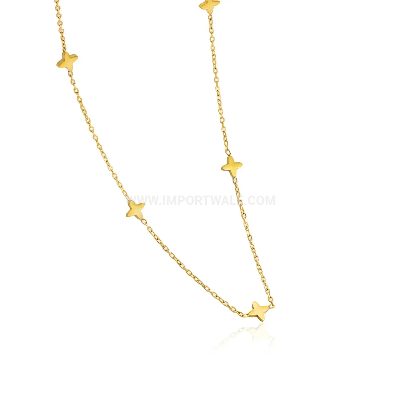Gold Stainless Steel Five-Star Layering Chain Necklace