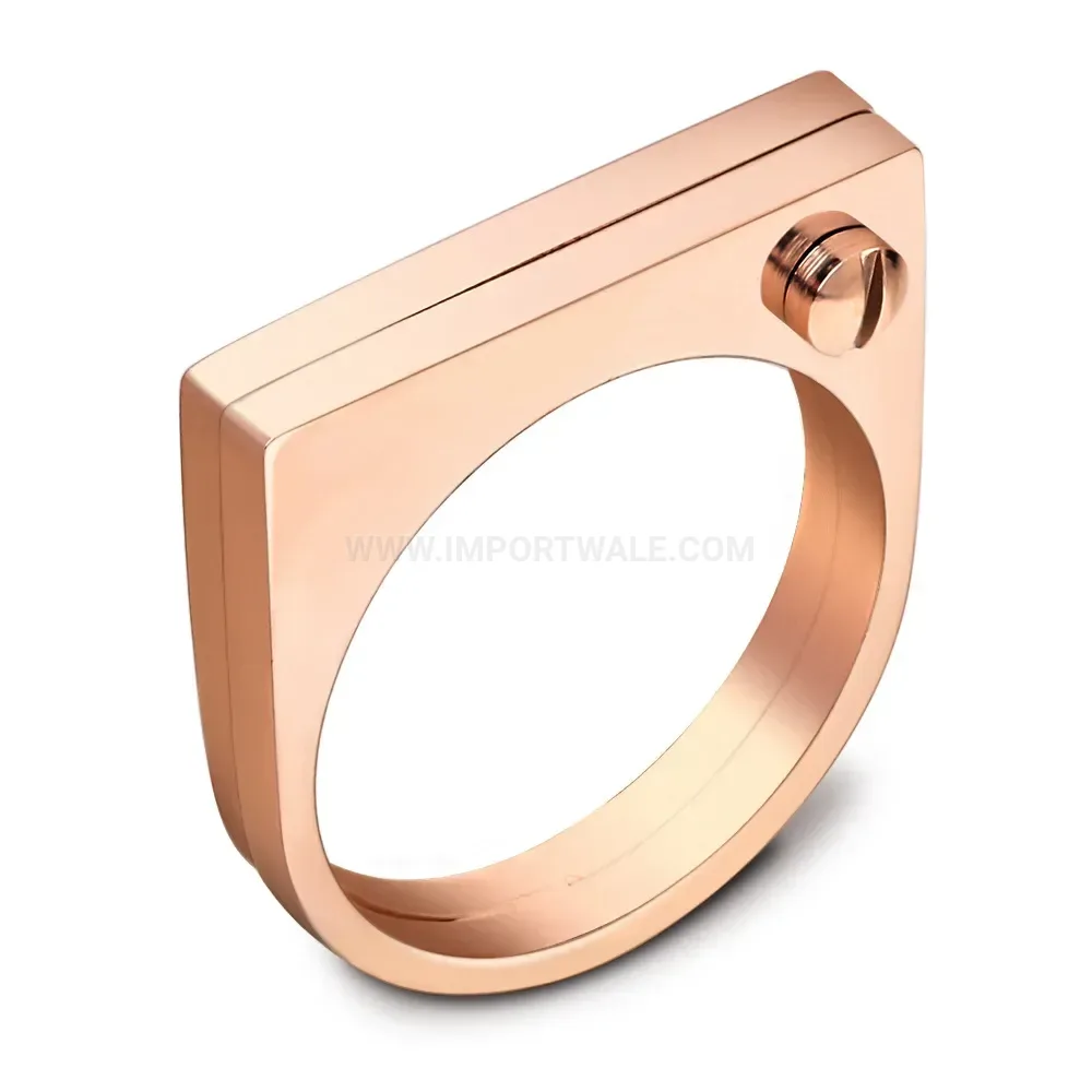 Elegant Double Layered Studded Stainless Steel Band Ring