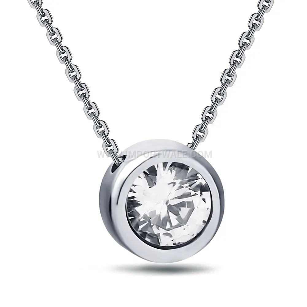 Minimalist Solitaire Crystal Stainless Steel Choker Pendant Necklace