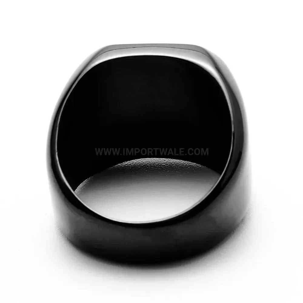 Elegant Square Polished Electroplated Stainless Steel Signet Ring 18mm
