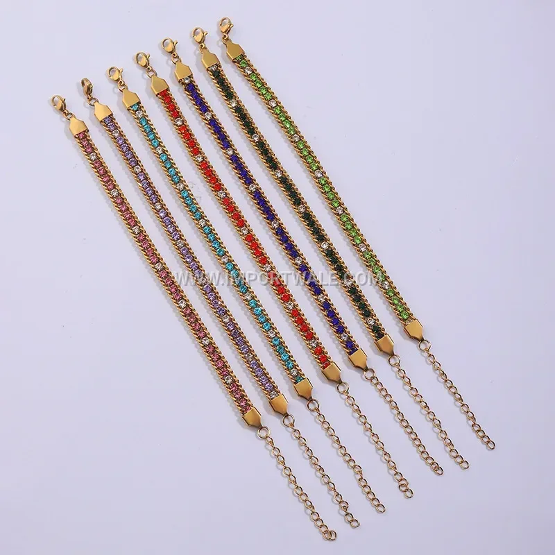 Three Layer Gold Plated Stainless Steel Zircon Bracelet