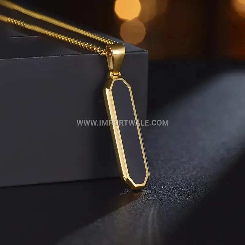Gold Plated Titanium Steel Rhombus Butterfly Pendant Necklace