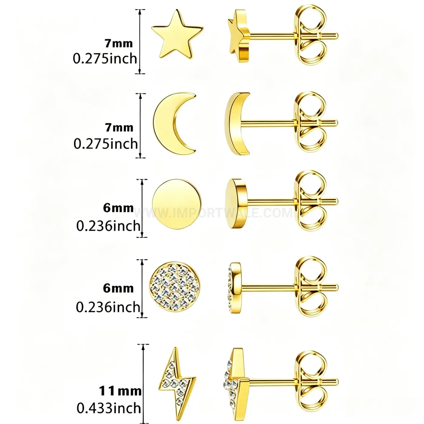 Classic Stainless Steel Rhinestone Heart Butterfly Earring Set