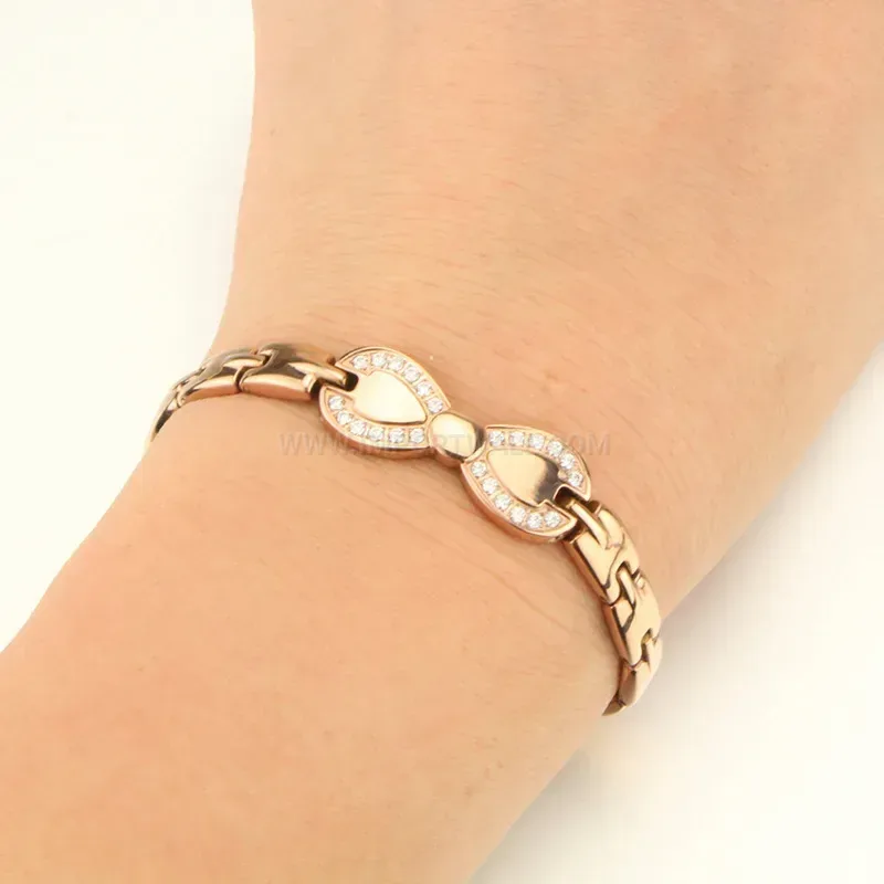 Modern Titanium Bow Link Bio Magnetic Bracelet with Germanium Elements