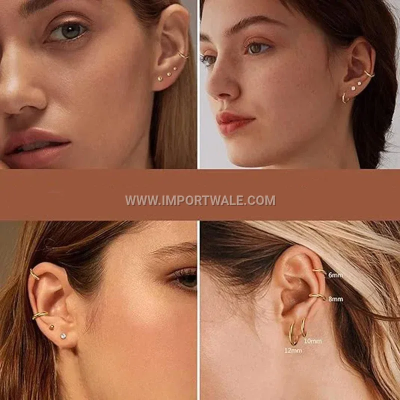 Classic Stainless Steel 18K Gold Plated Hoop Earrings