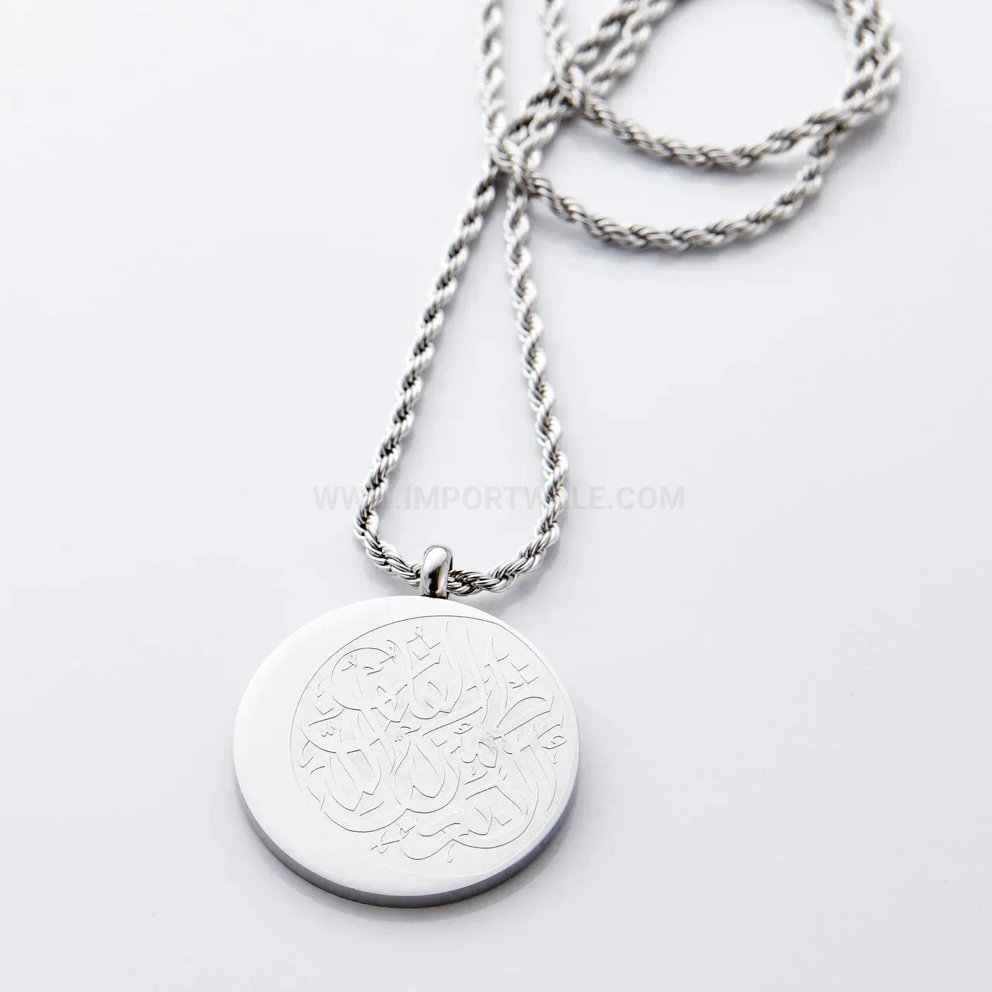 18K Gold Plated Stainless Steel Crescent Moon Arabic Script Necklace