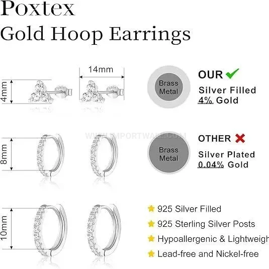 Classic Multicolor Zircon Stainless Steel Cartilage Piercing Hoop Set