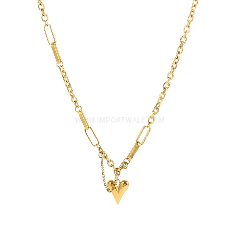 Fashion Retro Titanium Steel Heart Pendant Box Chain Jewelry Set