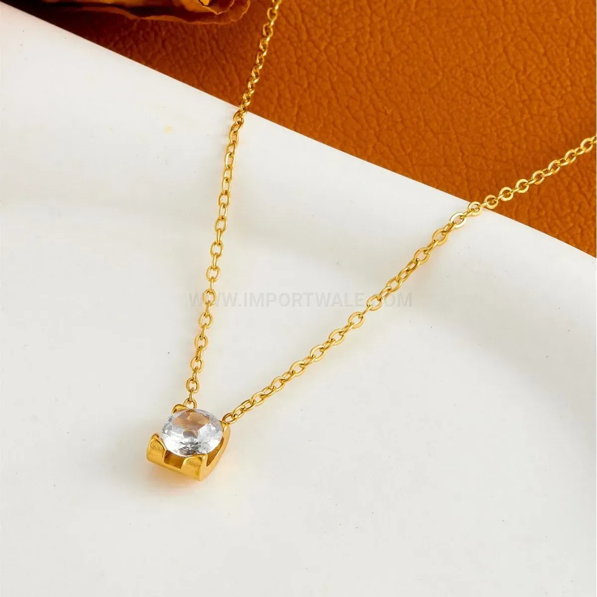 Fashion Square Cubic Zirconia Titanium Steel Pendant Necklace Choker