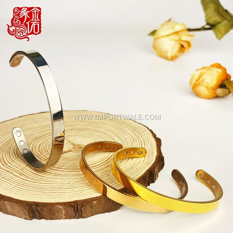 Minimalist Dual Magnet Stainless Steel Open Bangle