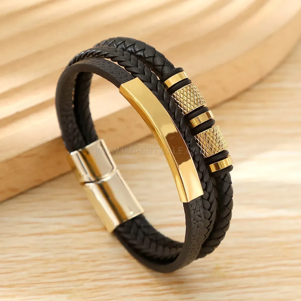 Trendy Multi Strand Braided Leather Bracelet With Magnetic Alloy Clasp