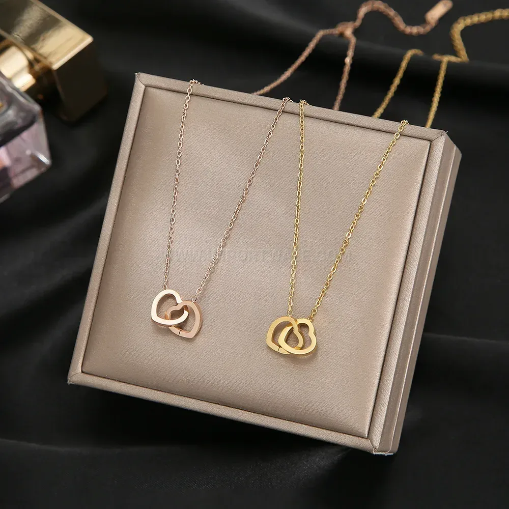 Elegant Gold Plated Titanium Steel Geometric Pendant Chain Necklace
