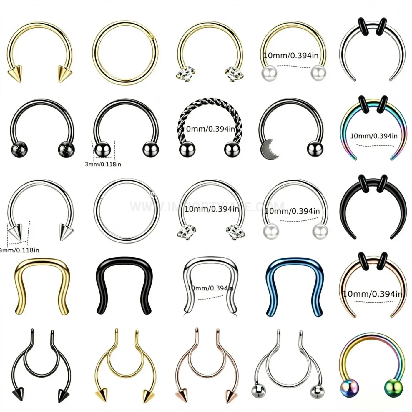 Fashion Stainless Steel Horseshoe Septum Ear Cartilage Piercing Set