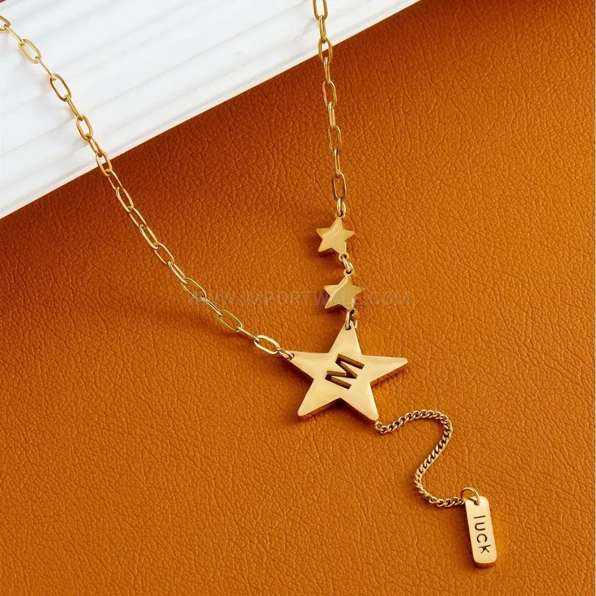 Elegant Titanium Steel Star Letter Tassel Pendant Necklace