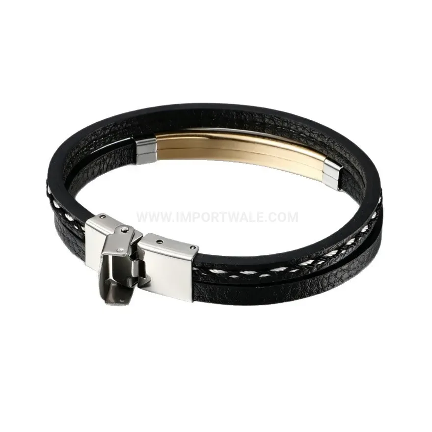Stylish Handcrafted Braided PU Leather Magnetic Clasp Bracelet