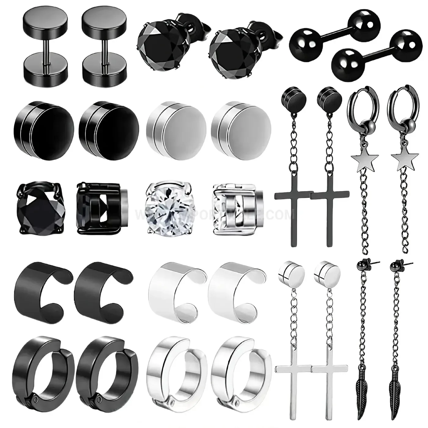 Elegant Vintage Cross Chain Stainless Steel Hoop Earring Piercing