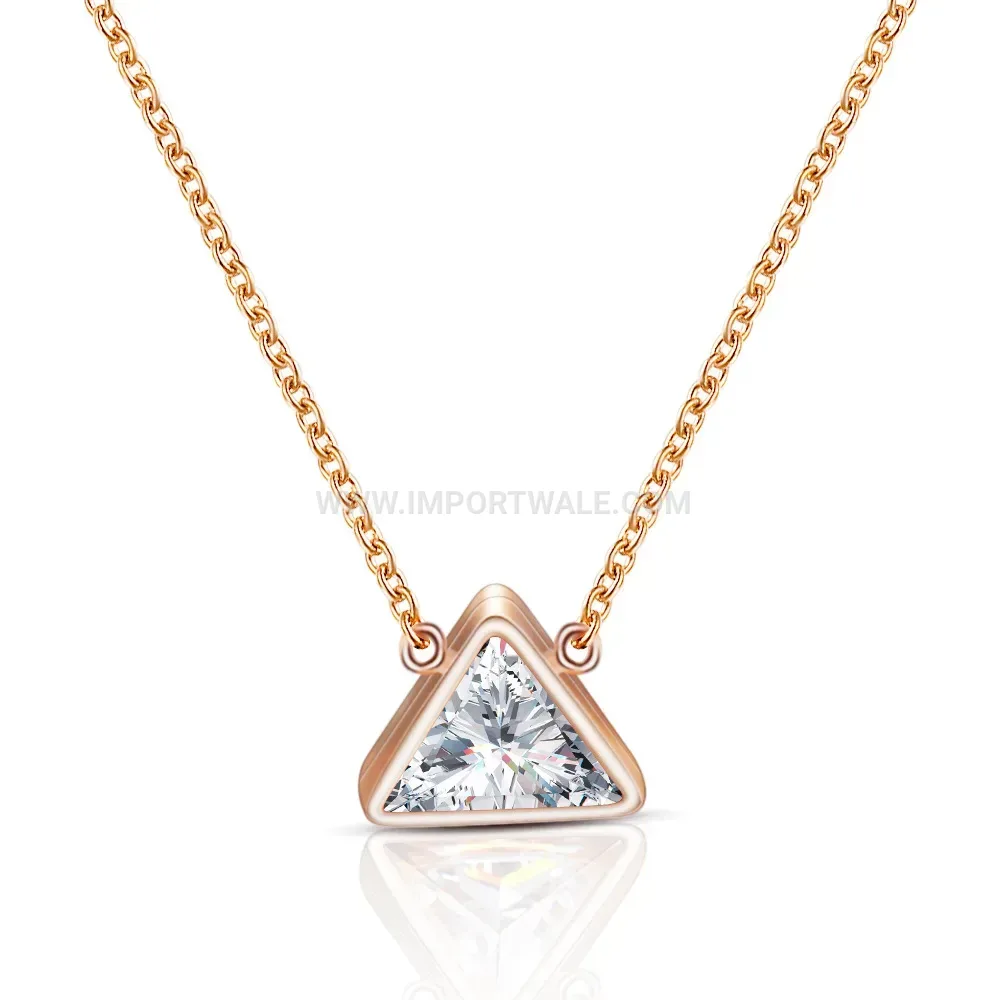 Geometric Triangular Zircon Inlaid Stainless Steel Choker Necklace
