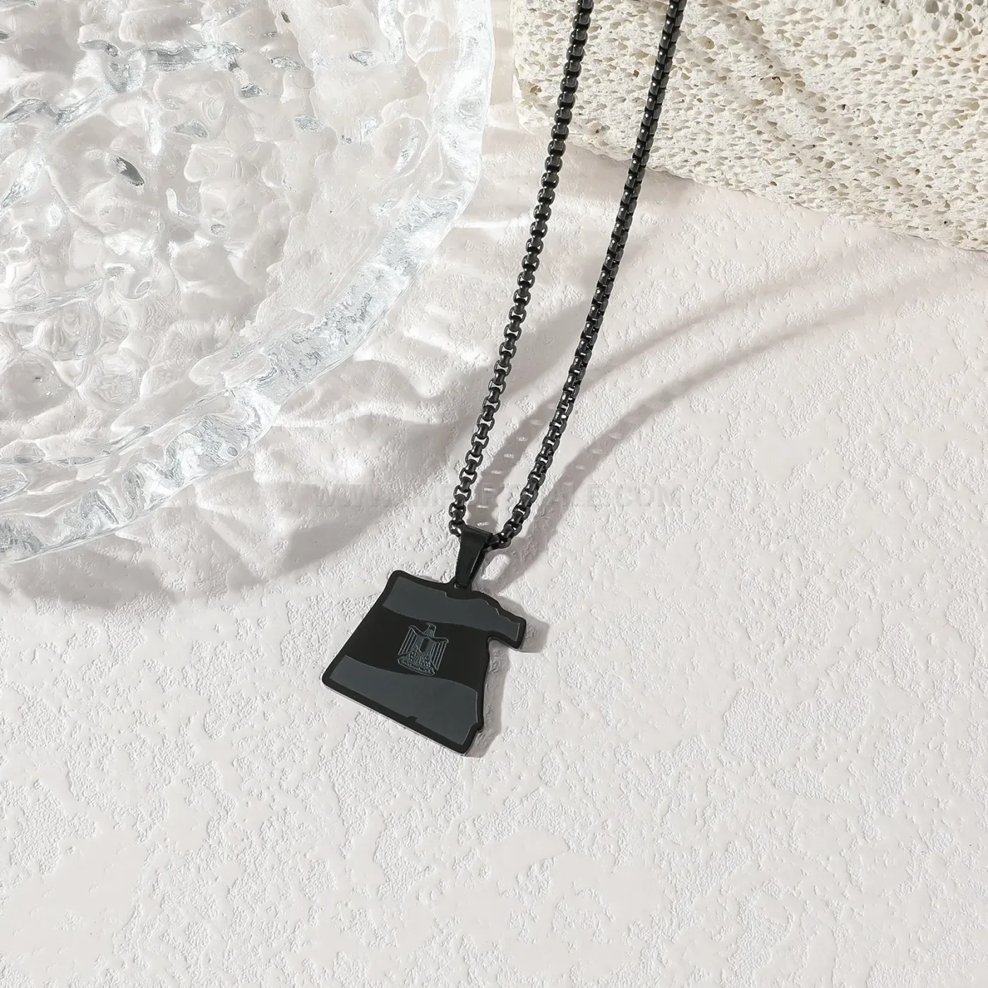 Classic Stainless Steel Egyptian Map Allah Calligraphy Pendant Necklace
