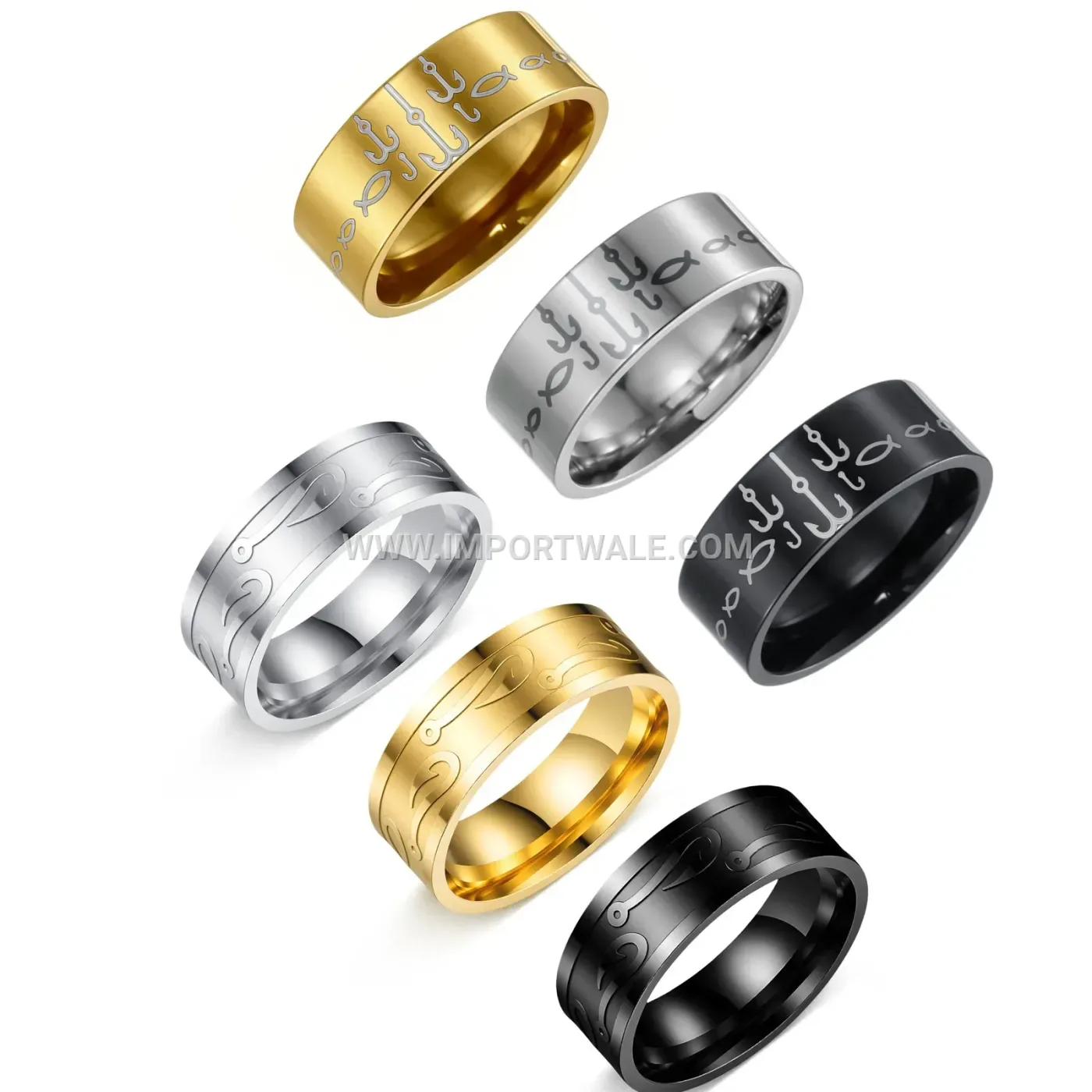 Fishhook Motif Stainless Steel Minimalist Ring