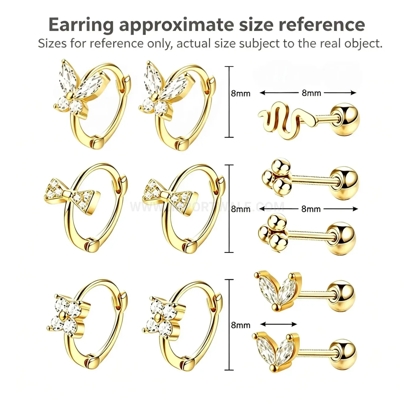 Modern Multi Style Stainless Steel Hoop Stud Earring Set