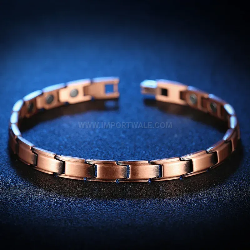 Premium Vintage Red Copper Single-Row Neodymium Magnetic Couples Bracelet