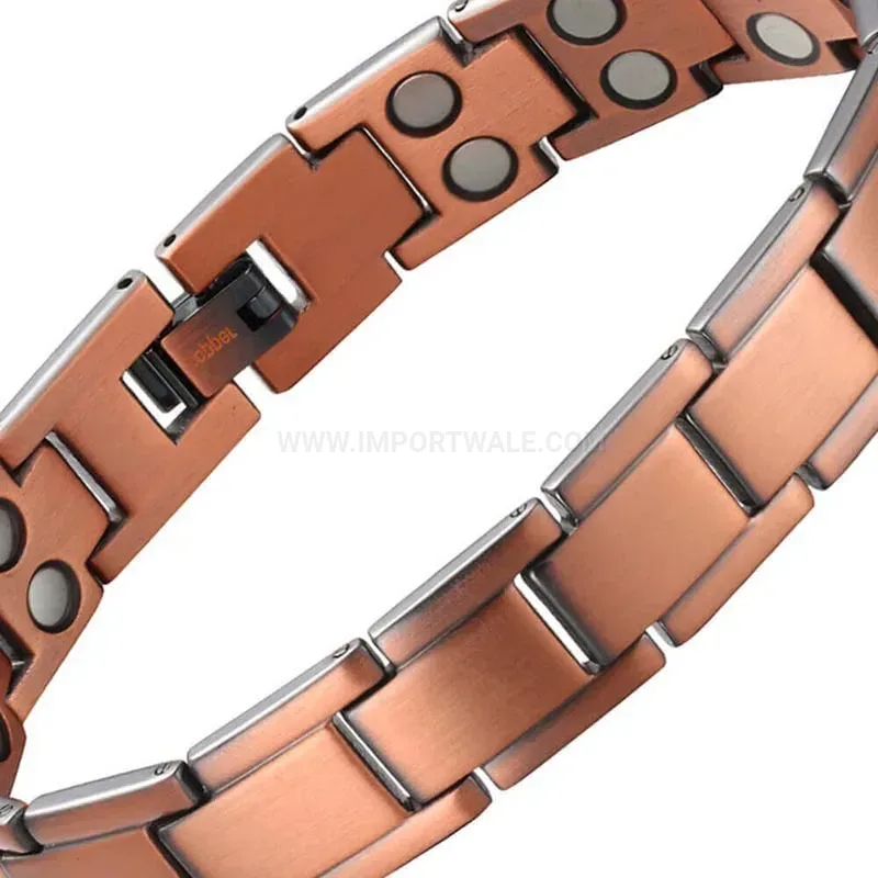 Premium Men's Vintage Style Copper Patchwork Bio Magnetic Bracelet