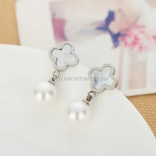 Minimalist Shell Inlay Stainless Steel Stud Earrings