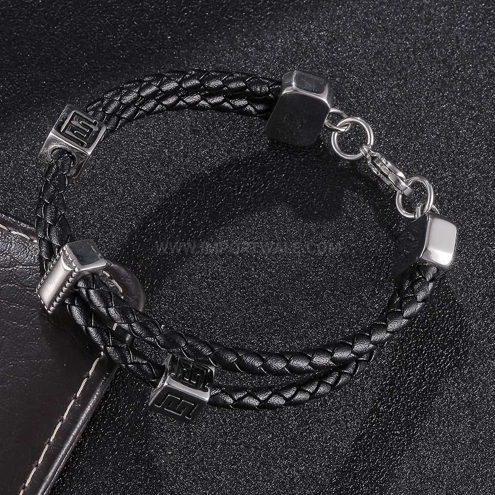 Minimalist Double-Strand Braided Leather Cuff Bracelet