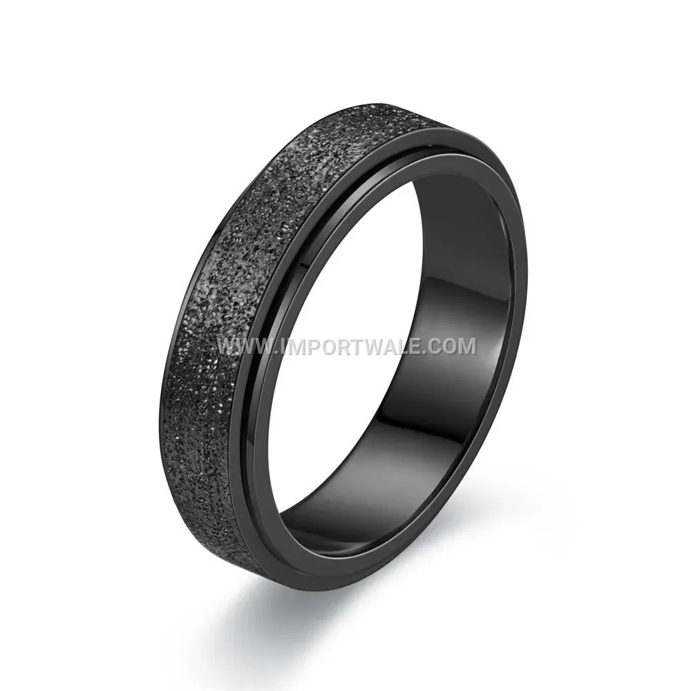 Frosted Sand Finish Stainless Steel Rotatable Band Ring