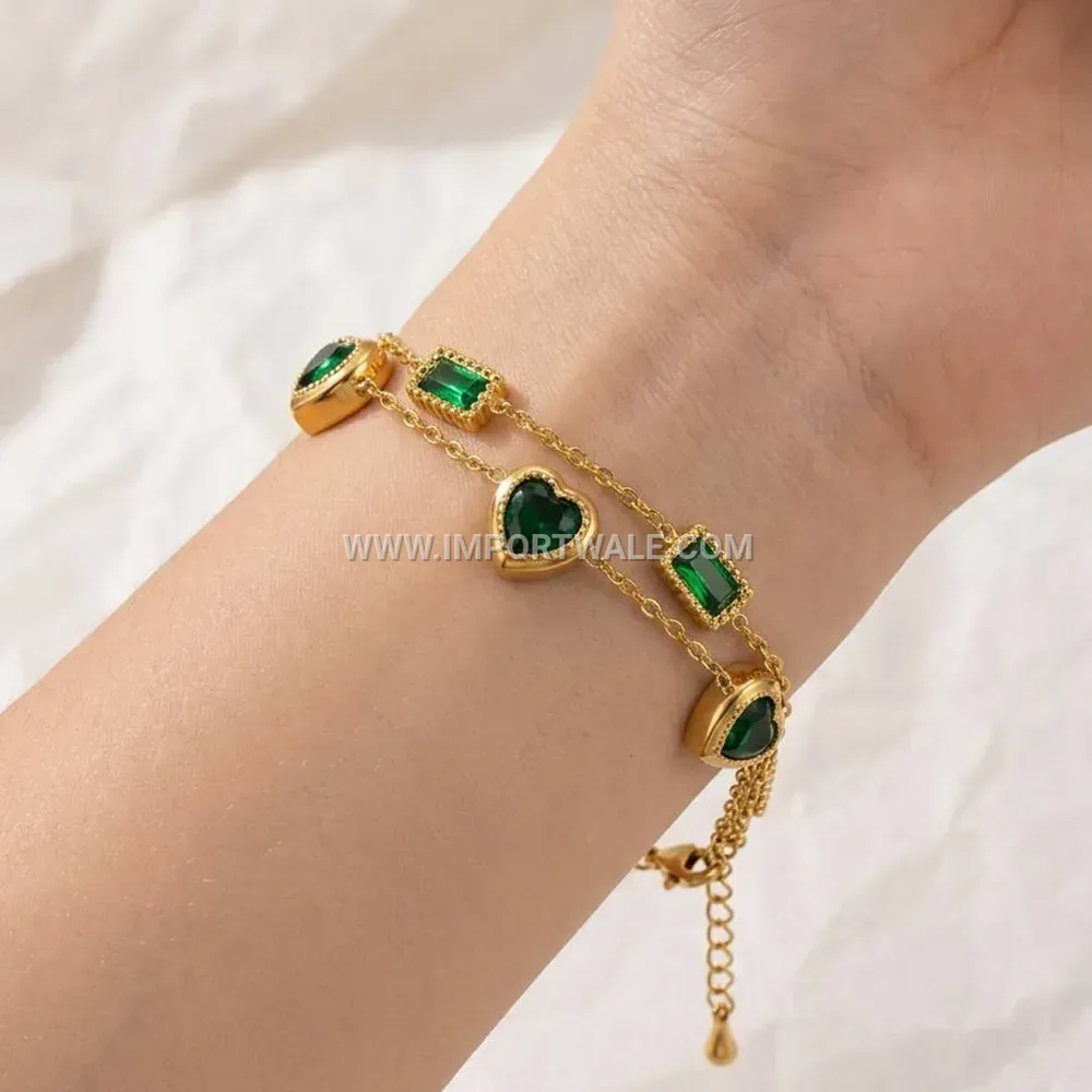 Zircon Starfish and Shell Motif Stainless Steel Bracelet