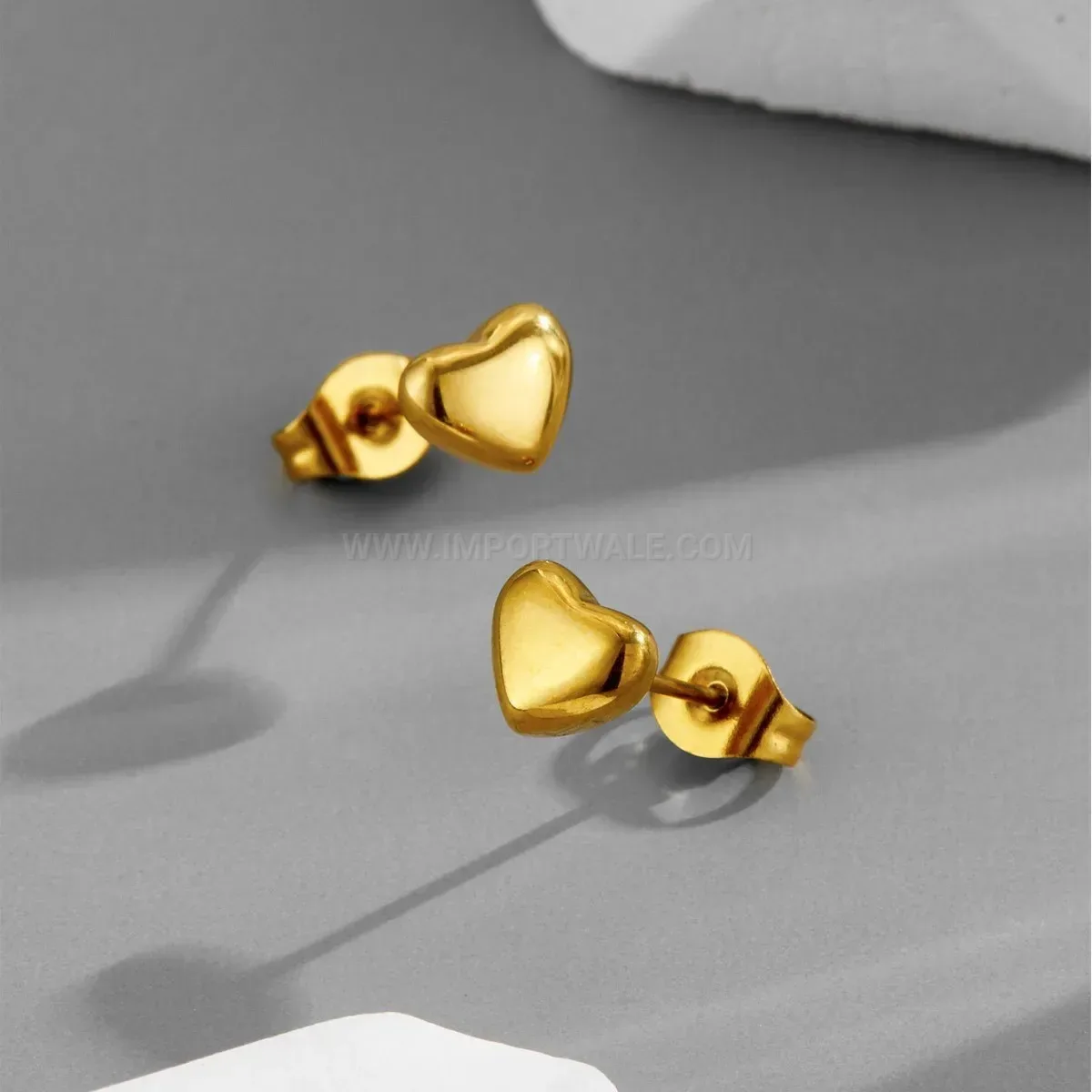 Matte Finish Heart Stud Earrings in Titanium Steel
