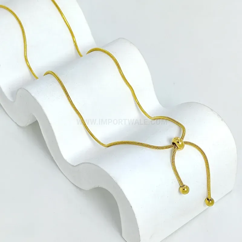 Fashion 18K Gold Plated Titanium Steel Adjustable Snake Chain Jewelry Set