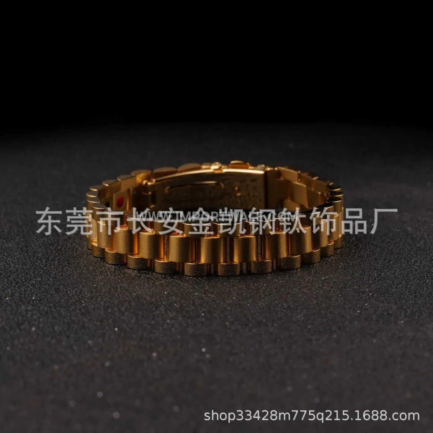 Three-Bead Gold Watch Strap Style Titanium Steel Bracelet