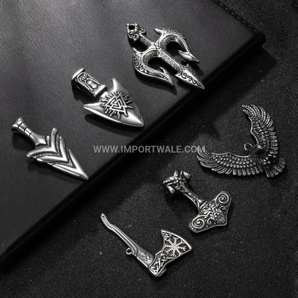 Cast Stainless Steel Arrow Anchor Pendant for Men