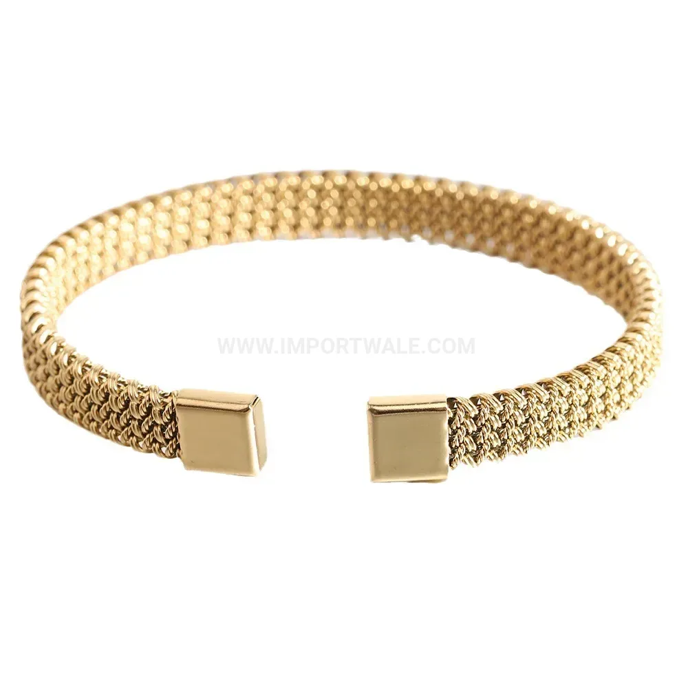 Bold Twisted Stainless Steel Braided Open Cuff Bracelet