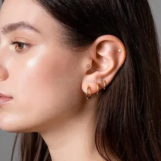 Fashion Minimalist Titanium Steel Star Zirconia Flat Back Piercing Stud Set