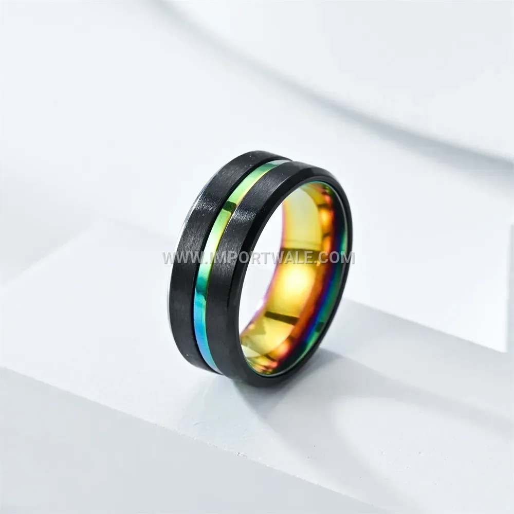 Two-Tone Plated Stainless Steel Band Ring