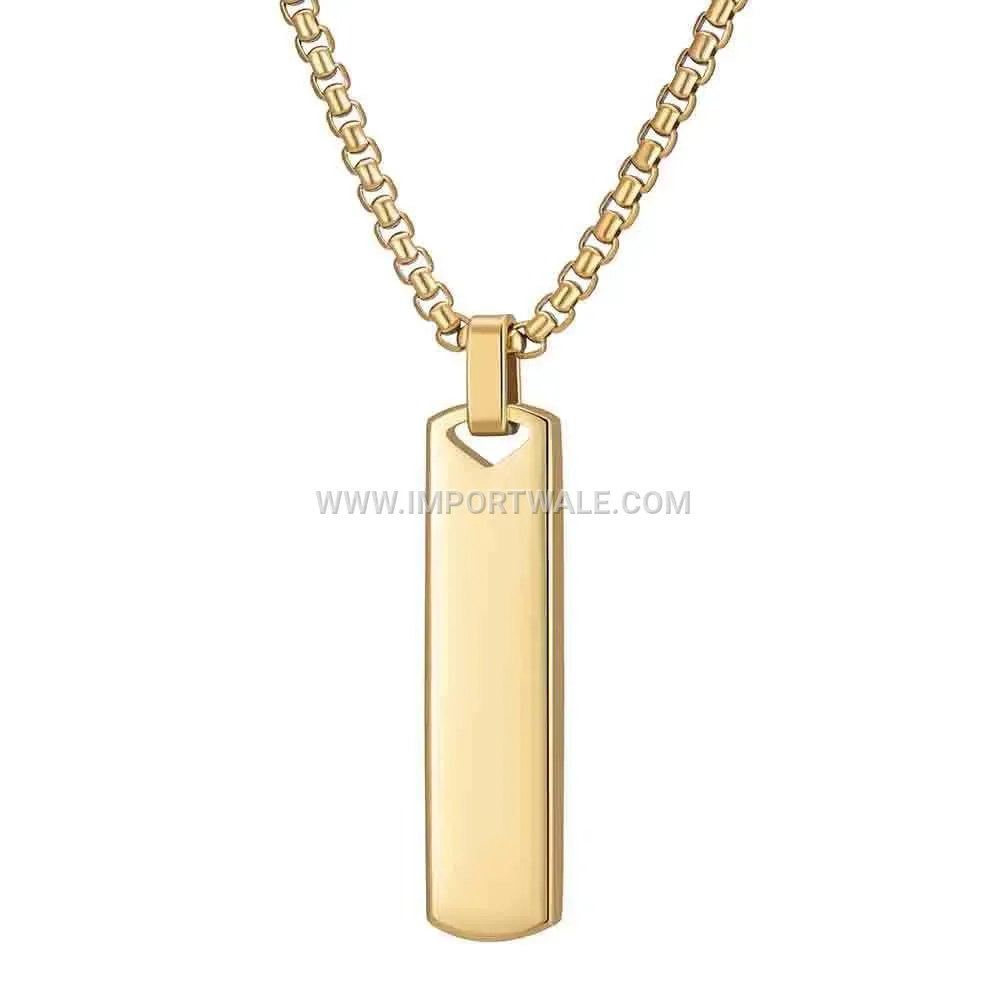 Geometric Cuboid Stainless Steel Pendant Necklace for Men