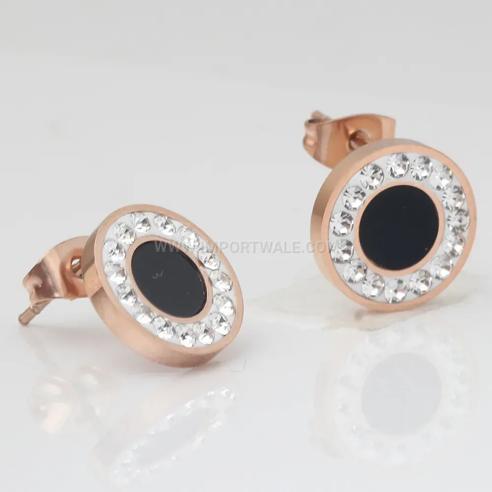 Rose Gold Stainless Steel Drip Epoxy Stud Earrings