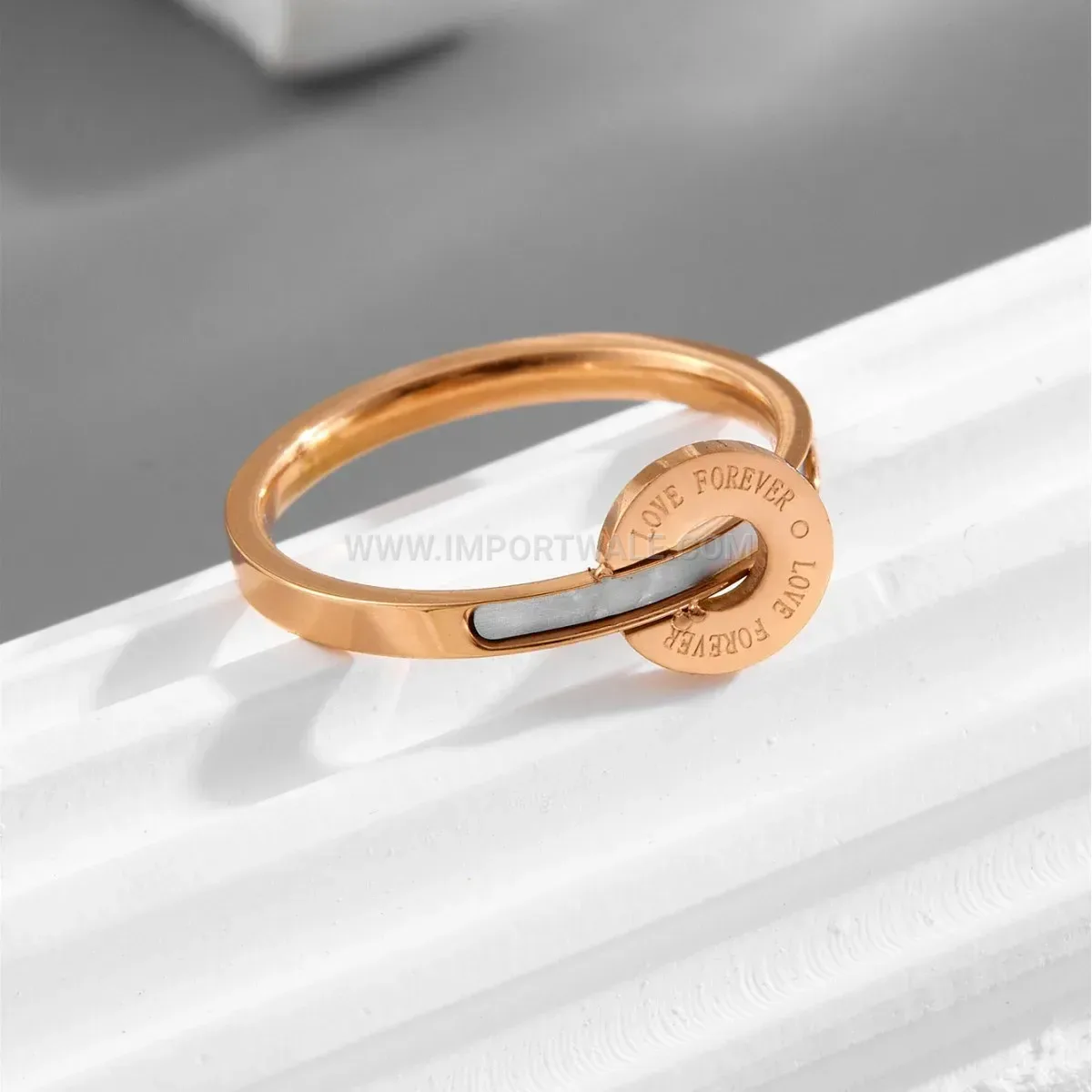 Rose Gold Titanium Steel Shell Disc Ring