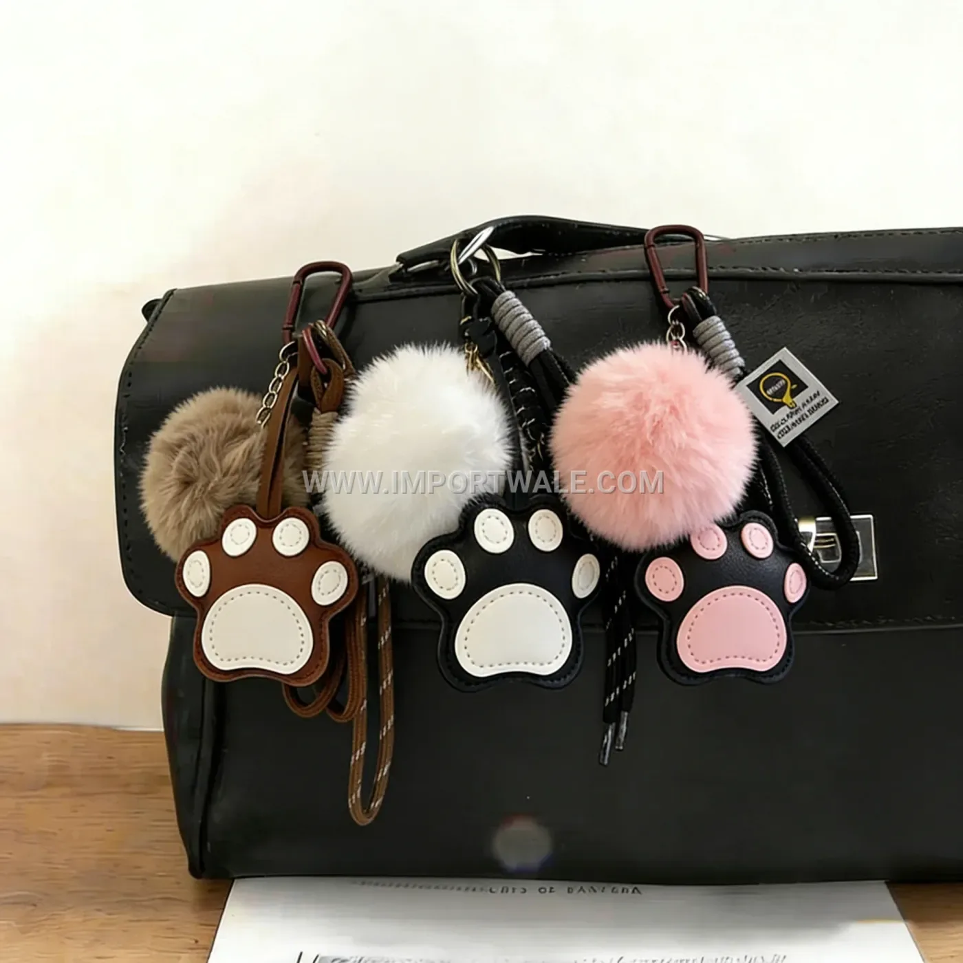 Cute Leather Cat Paw Bag Creative Key chains Keychain