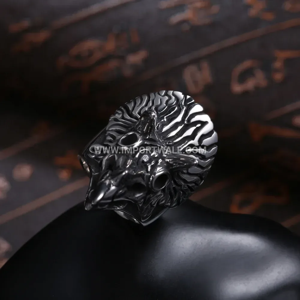 Stegosaurus Motif Stainless Steel Ring for Men