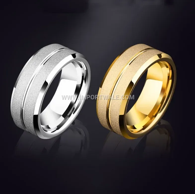Beveled Matte Stainless Steel Band Ring